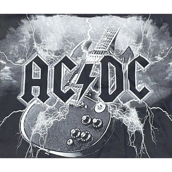 AC/DC T-Shirt Black Mens XL Classic Rock Band Logo Guitar Lightning Graphic Tee - Picture 2 of 4